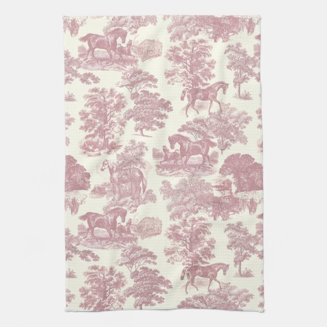 Paño De Cocina Elegante Moda Rústica Rosa Horario Toile (Vertical)