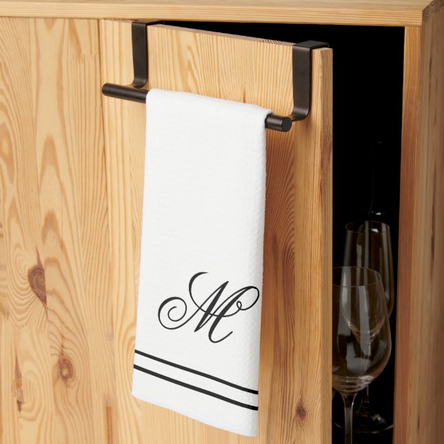 Paño De Cocina Elegante Monograma Inicial (Pliegue de tercios)