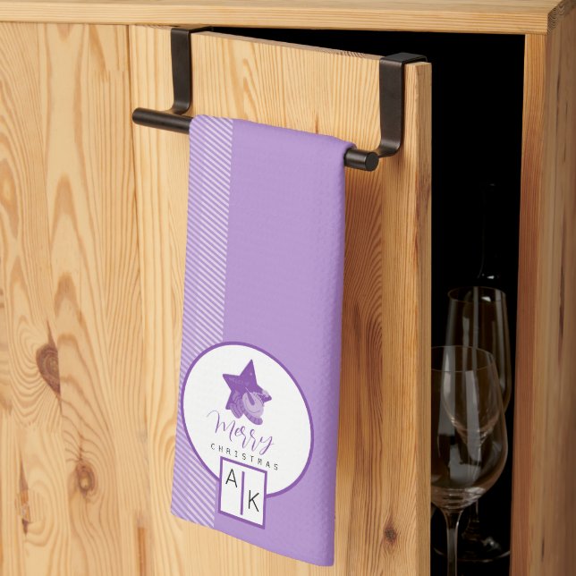 Paño De Cocina Elegante Monograma Lilac Violet Tartan (Pliegue de tercios)