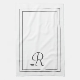 Paño De Cocina Elegante Monogramado Blanco y Negro