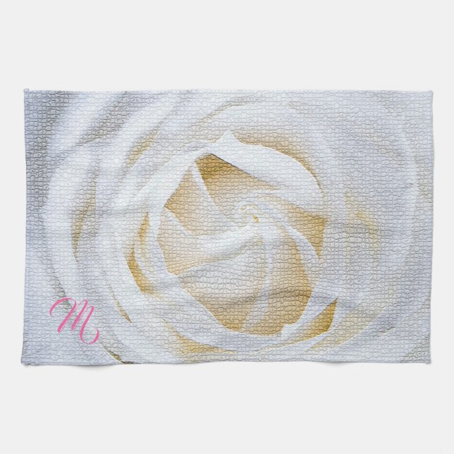 Paño De Cocina Elegante Monogramado Floral (Horizontal)