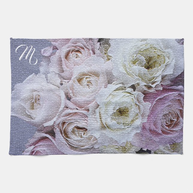 Paño De Cocina Elegante Monogramado Floral (Horizontal)