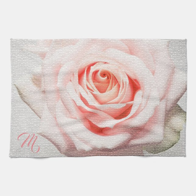 Paño De Cocina Elegante Monogramado Floral (Horizontal)