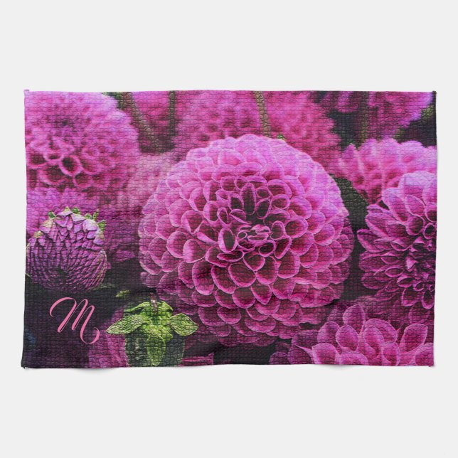 Paño De Cocina Elegante Monogramado Floral (Horizontal)