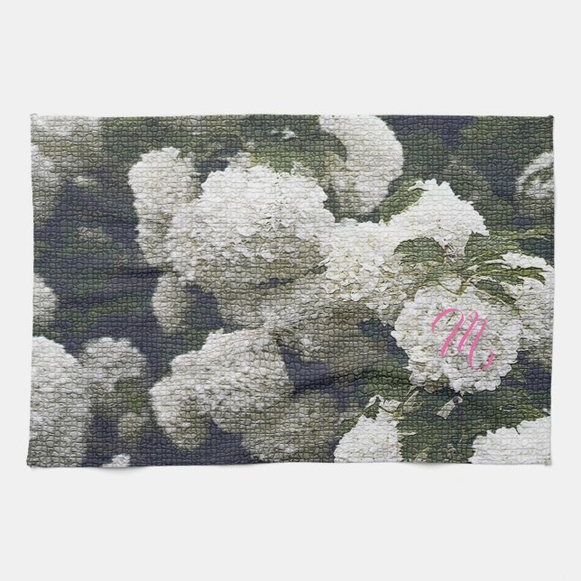 Paño De Cocina Elegante Monogramado Floral (Horizontal)