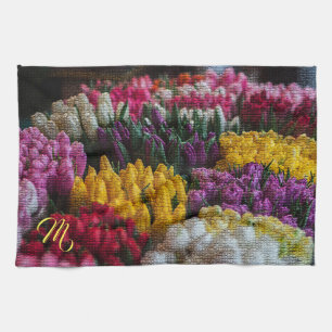 Paño De Cocina Elegante Monogramado Floral