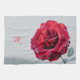 Paño De Cocina Elegante Monogramado Floral