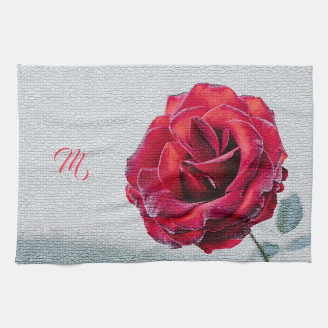Paño De Cocina Elegante Monogramado Floral (Horizontal)