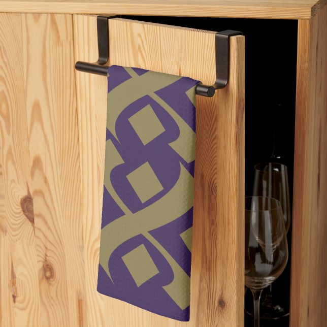 Paño De Cocina Elegante morado y beige oscuro (Pliegue de tercios)