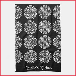 Paño De Cocina Elegante mosaico blanco y negro