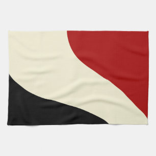 Paño De Cocina Elegante ola mínima en rojo, negro y crema