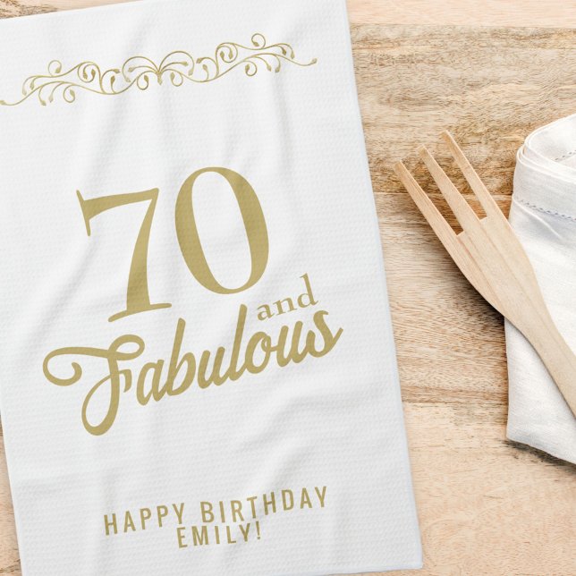 Paño De Cocina Elegante ornamento 70 y fabuloso cumpleaños 70 (Subido por el creador)