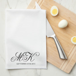 Paño De Cocina Elegante Parejas de Boda Iniciales Script Monogram