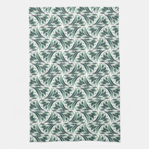Paño De Cocina Elegante patrón Art Déco con follaje verde