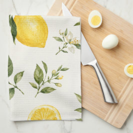 Paño De Cocina Elegante patrón botánico de flor de limón en acuar