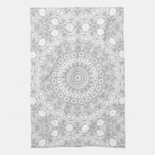 Paño De Cocina Elegante Patrón de Mandala de Plata