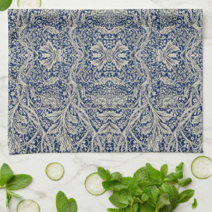 Paño De Cocina Elegante patrón floral azul blanco de William Morr