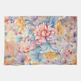 Paño De Cocina Elegante patrón floral colorido Arte japonés