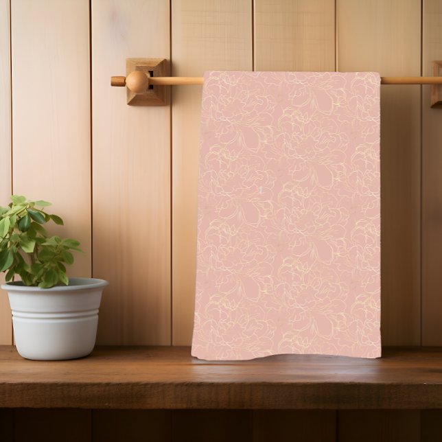 Paño De Cocina Elegante patrón floral Rubor Cream Gold (Subido por el creador)