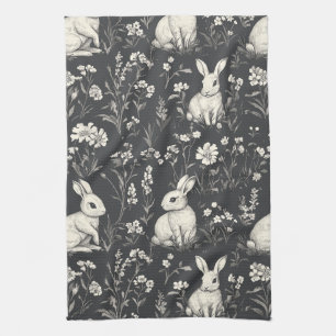 Paño De Cocina Elegante patrón floral vintage de conejo toile