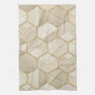 Paño De Cocina Elegante patrón geométrico de hexágono de oro - Má
