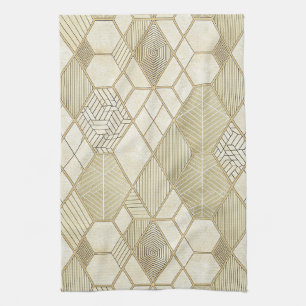 Paño De Cocina Elegante patrón geométrico de hexágono dorado - Má