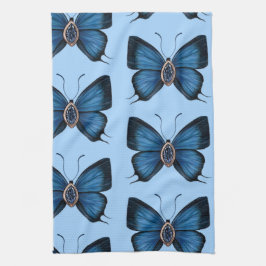 Paño De Cocina Elegante patrón mariposa de zafiro azul de septiem