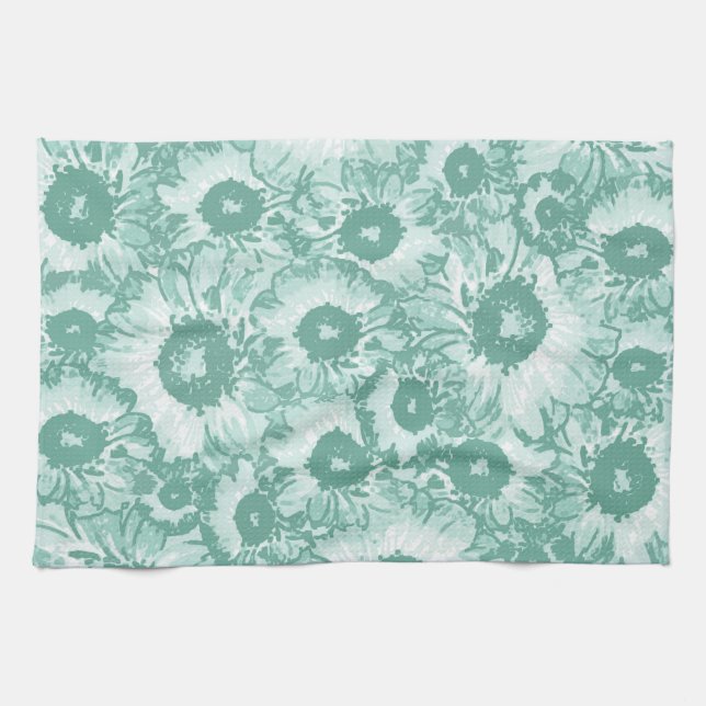 Paño De Cocina Elegante patrón verde botánico (Horizontal)