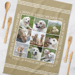 Paño De Cocina Elegante Personalizado Collage de fotos de texto P<br><div class="desc">Cree una útil toalla de cocina personalizada que muestre nueve preciadas fotos, enmarcadas por el reconfortante mensaje: "El hogar es donde están mis perros". Esta plantilla elegante incluye un collage de fotografías en formato de cuadrícula y grabaciones de estilo tradicional. El texto se puede personalizar para que se adapte a...</div>