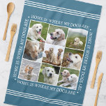 Paño De Cocina Elegante Personalizado Collage de fotos de texto P<br><div class="desc">Cree una útil toalla de cocina personalizada que muestre nueve preciadas fotos, enmarcadas por el reconfortante mensaje: "El hogar es donde están mis perros". Esta plantilla elegante incluye un collage de fotografías en formato de cuadrícula y grabaciones de estilo tradicional. El texto se puede personalizar para que se adapte a...</div>