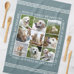 Paño De Cocina Elegante Personalizado Collage de fotos de texto P<br><div class="desc">Cree una útil toalla de cocina personalizada que muestre nueve preciadas fotos, enmarcadas por el reconfortante mensaje: "El hogar es donde están mis perros". Esta plantilla elegante incluye un collage de fotografías en formato de cuadrícula y grabaciones de estilo tradicional. El texto se puede personalizar para que se adapte a...</div>