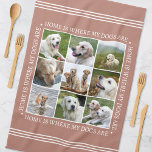 Paño De Cocina Elegante Personalizado Collage de fotos de texto P<br><div class="desc">Cree una útil toalla de cocina personalizada que muestre nueve preciadas fotos, enmarcadas por el reconfortante mensaje: "El hogar es donde están mis perros". Esta plantilla elegante incluye un collage de fotografías en formato de cuadrícula y grabaciones de estilo tradicional. El texto se puede personalizar para que se adapte a...</div>
