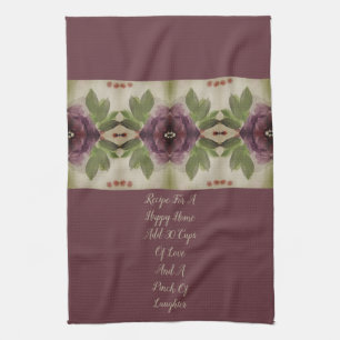 Paño De Cocina Elegante Plum Floral Acentuado