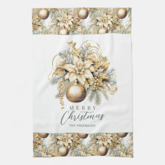 Paño De Cocina Elegante ramo clásico de Navidades de lujo con men