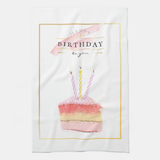 Paño De Cocina Elegante rebanada de pastel de cumpleaños con marc