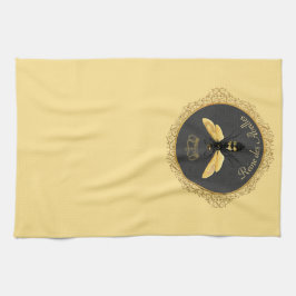 Paño De Cocina Elegante Reina francesa bebe gris dorado amarillo