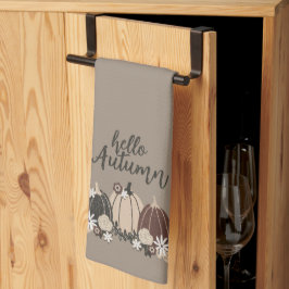 Paño De Cocina Elegante Retro Otoño Calabazas Negras-Flores