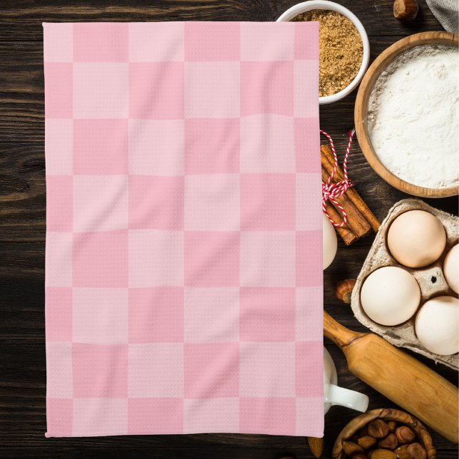 Paño De Cocina Elegante rosa Gingham Checkered (Subido por el creador)
