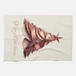 Paño De Cocina Elegante Rosa moderno árbol de Navidad dorado