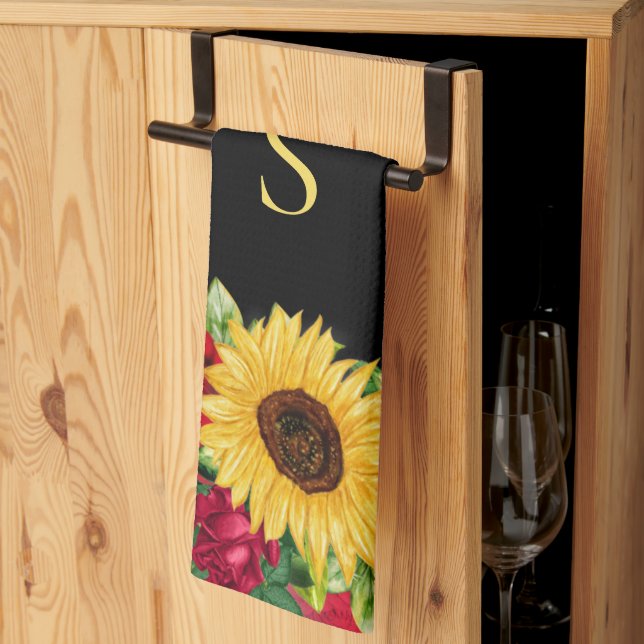 Paño De Cocina Elegante Roses Roses Roses Amarillos Girasoles Mon (Pliegue de tercios)