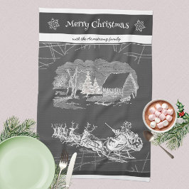 Paño De Cocina Elegante Santa Claus Gris Acento Estacional