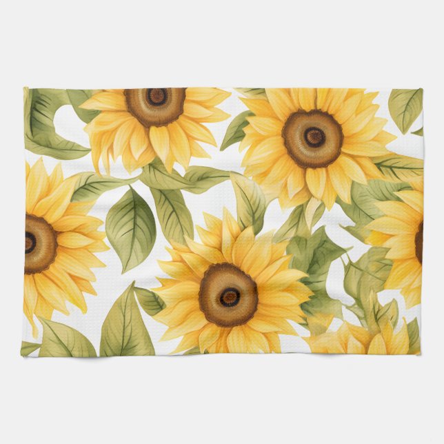 Paño De Cocina Elegante Sunflower acuarela (Horizontal)