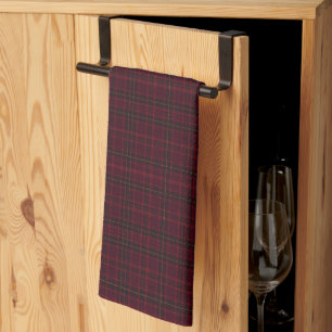 Paño De Cocina Elegante Tartán Burgundy