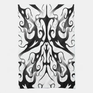 Paño De Cocina Elegante tatuaje tribal digital negro y blanco