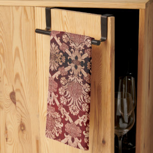 Paño De Cocina Elegante Tejido Oscuro Vintage Beige Damask