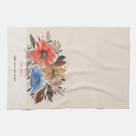 Paño De Cocina Elegante Terracota Pastel Watercolor Floral