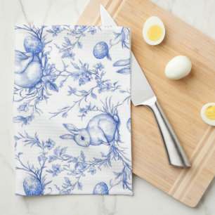 Paño De Cocina Elegante Toile De Jouy Easter Bunny