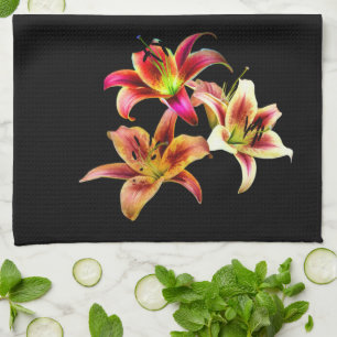 Paño De Cocina Elegante trío de flores de Daylilies color rosa am