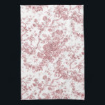 Paño De Cocina Elegante Vintage Francés Grabado Floral Toile-Rosa<br><div class="desc">Elegante y adornado patrón rosa y blanco vintage de jouy con flores exóticas, viñas y follaje entrelazados con guirnaldas y canastos de rosas. Este patrón se adaptó a partir de un fragmento textil francés histórico aproximadamente en 1910 en la colección Smithsonian. El patrón es de alta resolución pero no se...</div>