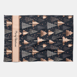 Paño De Cocina Elegantes árboles de oro y navidad negra